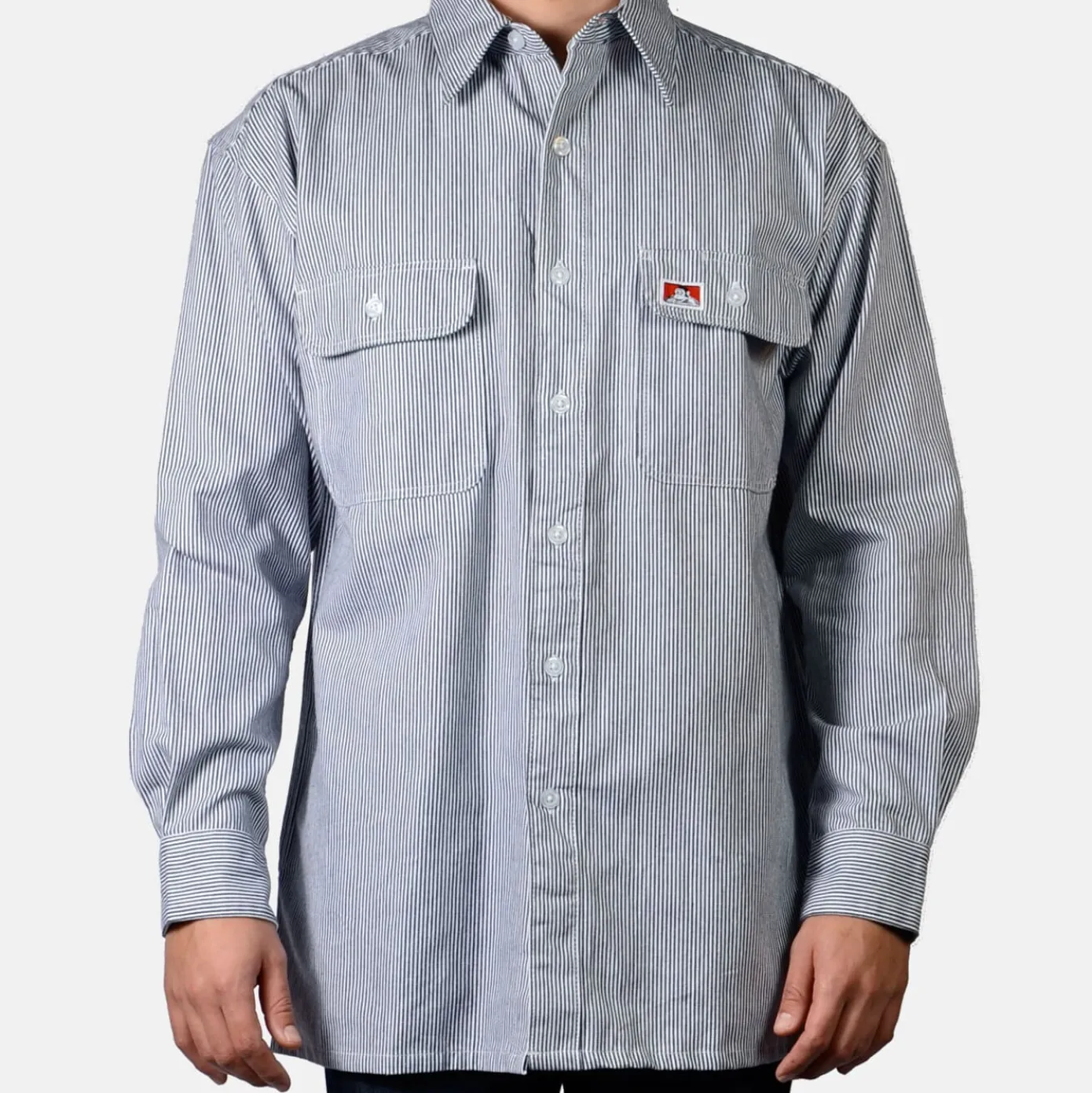 Long Sleeve 100% Cotton Button-Up Shirt - Hickory