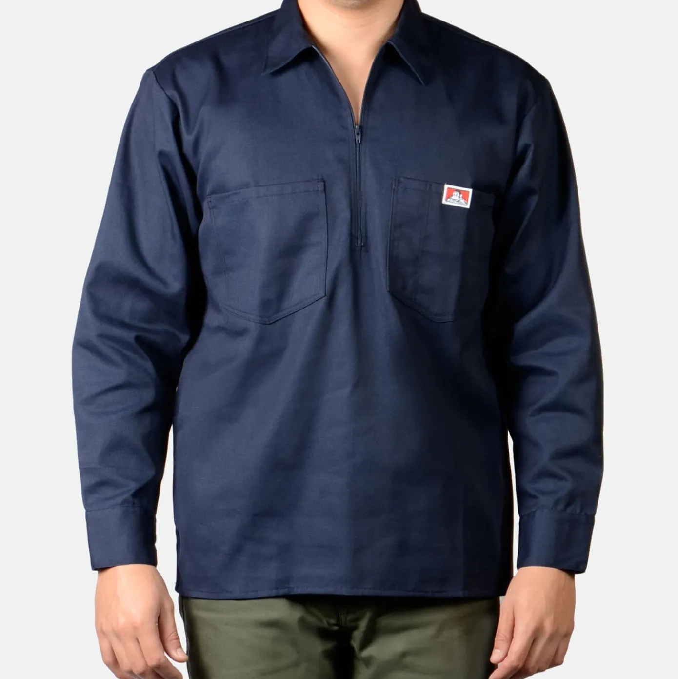 Long Sleeve Solid 1/2 Zip Shirt - Navy